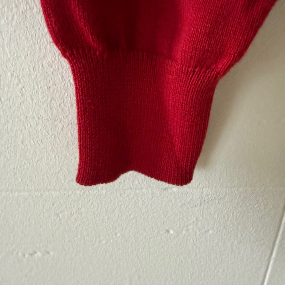 Vintage 90s | Red Cotton Collared Sweater | Gold Button Classic | Size Medium - Picture 9 of 9